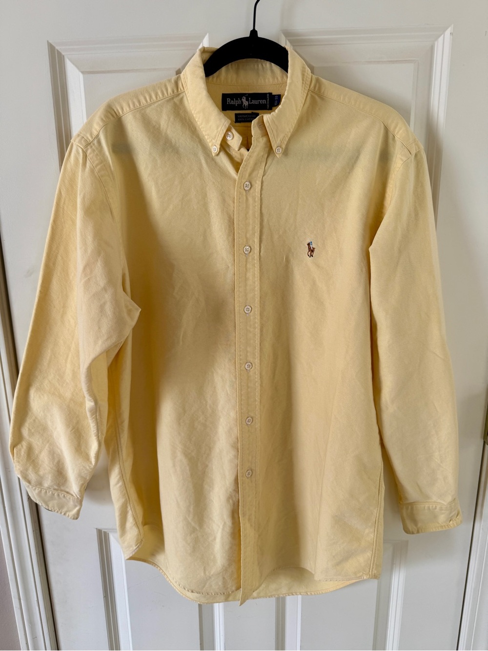 Ralph Lauren Men's Pale Yellow Button-Down Oxford Shirt M/L